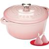 Overmont Pentola in ghisa smaltata Overmont, ideale per brasare, diametro 24 cm, adatta al forno - con