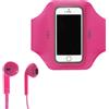 Aiino Kit da corsa AIINO - Bracciale universale e cuffie POP, colore rosa. Realizzato in Spandex universale