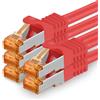 1aTTack.de, cavo di rete Cat.7, rosso, 3,0 metri - confezione da 5, cavi Ethernet LAN Gigabit