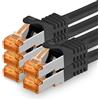 1aTTack.de, cavo patch LAN da 10 Gb/s, 5 pezzi, lunghezza 3.0 metri, connettori RJ45, categoria CAT7, colore nero