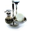 GOLDDACHS Porta rasoio Golddachs, colore argento, con contenitore per sapone