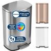 iTouchless Contenitore per rifiuti con pedale iTouchless SoftStep, capacità 50 litri, dotato di filtro anti-odori e contenitore interno