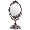 JUXYES - Specchio da tavolo vintage con piano in metallo, decorativo e ideale per il trucco, con supporto