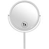 DRW Verlag Specchio DRW con base rotonda, ingrandimento 7x, metallo, bianco, 18 x 12 x 33 cm