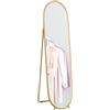 HOMCOM Specchio a figura intera HOMCOM con supporto, cornice in metallo ovale, 160 x 40 cm, colore oro