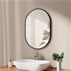 EMKE Specchio da bagno ovale EMKE, 50 x 70 cm, specchio con cornice nera, specchio da parete ovale