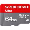 SANDISK Ultra microSDXC 64 GB, scheda UHS-I + adattatore SD (velocità di lettura fino a 145 MB/s, F)
