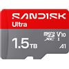 SANDISK Ultra microSDXC da 1,5 TB, UHS-I + adattatore SD (velocità di lettura fino a 195 MB/s, Full HD)