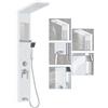 UISEBRT Pannello doccia in acciaio inox, 5 funzioni, set completo con doccia a pioggia, cascata, doccetta, 2 getti massaggianti, beccuccio per vasca (bianco)
