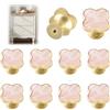 MOROBOR 10 maniglie a quadrifoglio, maniglie creative per cassetti e armadietti, multifunzionali, a foro singolo, in lega di zinco, per comò, guardaroba, porte, mobili, base dorata con superficie rosa