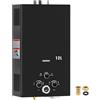 VELPAX Scaldabagno a Gas GPL 12L Portatile 24kW Scaldacqua Istantaneo Propano senza Serbatoio Interno Esterno Display LED Modalità Estate Inverno Certificato CE Campeggio Camper Nero