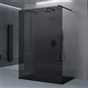 doporro Parete Doccia Walk-In Fissa 120x200 cm con 2 Barre Telescopiche | Vetro Temperato Grigio Fumé 8 mm, Profilo Nero Opaco 0-20 mm, 2 Supporti Inox 70-120 cm, Anticalcare EasyClean