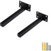 FEEIMOL 2 Pezzi Supporto per Mensole Galleggianti Acciaio Inossidabile Staffe per Mensola Pesanti Supporto Industriali Metallo Reggimensola per Scaffali Cucina Casa Nero 200mm