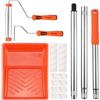 ValueMax Kit di 12 rulli per vernice con vassoio, telai a rulli da 22,9 cm e 10,2 cm, 6 coperture di ricambio in microfibra da 3/8, 3 aste di estensione in acciaio inossidabile, per pareti, soffitti