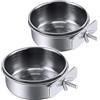 PINVNBY Ciotole per mangime per pappagalli e uccelli, in acciaio inox, con supporto a morsetto, per calopsitte, conuri, parrocchetti, pappagalli, ara, piccoli animali, cincillà, confezione da 2