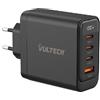 VULTECH Caricatore Adattatore Universale Vultech CC100-3C1AL 3 Porta Type-C PD30 + 1 Porta USB QC3.0 GaN PPS 100W Nero Dimensioni Compatte con LED