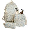 Cyuluoy Zaino per bambini con scatola per il pranzo Cartoon grande capacità Bookbag, Beige, Refer to description, Unisex