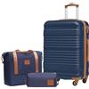 COOLIFE Set di Valigie 3 Pezzi, 66cm, 77L Media Rigida ABS+PC Lucchetto TSA | 4 Ruote, Borsa da Viaggio Espandibile & Borsa da Toilette-Ideale per Escursioni Urbane, Vacanze in Famiglia & Viaggi d'Affari