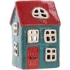 Home of Christmas Lichthaus | Tealight Cottage | Candeliere | Portacandele | Ceramica (Verde/Rosso 14 x 8 x 7 cm)