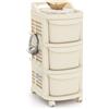 COSTWAY Carrello a 3 Cassetti con Ruote, Organizzatore di Stoccaggio in Plastica con 6 Ganci, Pannello Portaoggetti e Maniglia, per Camera da Letto, Bagno e Ufficio, 32 x 38 x 68 cm