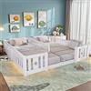 OLIVIBED Letto Montessori 90 x 200 cm, Letto Matrimoniale per 2 Bambini, Letto a Pavimento per Bambini con Protezione, Letti per Bambini, Bianco, Senza Materasso