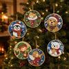GSenhui 6 Pezzi Diamond Painting Pearl Art Decorazioni Natale in Legno DIY | Kit Pittura Diamante Adulti, 8cm Decorazioni Natalizie per Albero, Ornamenti Natalizi da Appendere per Albero di Natale