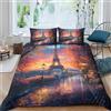 Generic Set di biancheria da letto reversibile con stampa della Torre Eiffel, con chiusura a cerniera, 3 pezzi, in microfibra morbida e leggera, per letto king size (220 x 240 cm)