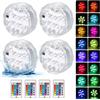 BORDEAG 4 Pcs Luci LED RGB Impermeabili IP68 per Piscina, Acquario, Base Vaso e Vasca Idromassaggio - Palle Luminose Subacquee per Decorazione