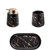 FROOWAN Set di accessori per il bagno, 3 pezzi, accessori decorativi per il bagno in ceramica con dispenser di sapone, bicchiere e vassoio da bagno, set di accessori per piano di lavoro da bagno, nero e oro