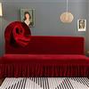 GEBIN Copridivano Senza Braccioli Con Gonna A Balze, Clic Clac Copridivano, Elasticizzato Velvet Antiscivolo Copridivano, Per Divano Letto Pieghevole Senza Braccioli (Rosso Borgogna,Large)