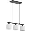 Klighten Lampada a Sospensione E14 Bianco 3 Luci, Lampadina non Inclusa | Regolabile in Altezza, Cilindro Paralume Tessuto, Lampadario a Sospensione Semplice per Cucina Soggiorno Tavolo da Pranzo