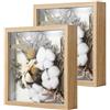 Yokuni 2PCS Cornice Profonda in Iegno, Cornice 3D per Oggetti e Decorazioni | Cornice 20x20 cm, per la Decorazione Fai da te di Bouquet, Esemplari, Conchiglie, aAcquerelli, Foto Commemorative