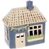 Home of Christmas Casa della luce | Casetta per candeline | Casa delle luci | Portacandeline | Portacandele | Ceramica (Blu/Beige 15x14x7,5 cm)