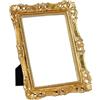 Funerom Specchio Decorativo Vintage, Specchio per il Trucco Montato a Parete e da Tavolo (Oro Antico, 22,4 x 17,3 cm)