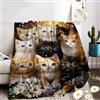 WZXGHE Coperta Con Gatto 130x150,Morbida e Accogliente Gatti Divano Coperta,Per Ragazze,Ragazzi, Adulti (Gatto-E, 130x150cm)