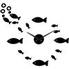 通用 Pesce con bolla Orologio da parete grande Effetto specchio Decorazioni da parete per decorazioni da parete per soggiorno Decorazione acquario Decorazione da parete senza cornice Orologio B-47