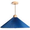 LEDKIA LIGHTING LEDKIA Lampada a Sospensione Legno e Tessuto Luanda Azzurro Scuro