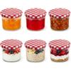 com-four® 6x Vasetti 230 ml con Tappo a Quadretti Rosso Bianco | Barattoli TO 82 mm per conserve e riempimento, ideali per marmellata, gelatina, chutney e porridge
