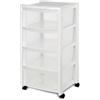 Mondo Viro Cassettiera con 4 cassetti con scomparti trasparenti e ruote 40 x h 80 cm