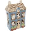 Home of Christmas Lichthaus | Tealight Cottage | Candeliere | Portacandele | Ceramica (blu/beige, 23,5 x 16 x 9,5 cm)