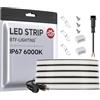 BTF-LIGHTING FCOB COB Flessibile ad Alta Densità Monocolore Striscia LED Bianco Freddo 6000K DC24V 5M 480LEDs/M 9W/M 10mm Nero PCB Dimmerabile Nastro LED IP67 Impermeabile(Solo Striscia)