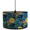 Morbuy Paralume a Tamburo in Bambù, Boemia Retrò Fiore Motivo Paralume Sostituibile per E27 Lampada da Tavolo, Lampadario, Lampada da Terra, Lampada Accessorio, Decorazioni per Casa (fiore blu)
