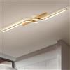 XKLYO Plafoniera LED da Soffitto Dimmerabile con Telecomando, Luce Regolabile 2700K-6500K, Design Lineare Moderno per Camera da Letto, Salotto, Cucina Bagno (Oro, 100cm)