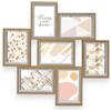 KORAT Portafoto Multiplo da Parete per 7 Foto 10x15 cm, Cornice Collage in MDF e Vetro, Effetto Legno, 48 x 46,5 x 2 cm, Ganci Integrati, Decorazione Casa Soggiorno Camera Ingresso, Idea Regalo