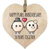 Stuff4 Targa in legno per 30° anniversario di matrimonio, regalo per marito e moglie, con scritta in lingua inglese Happy 30 Years Together, cuore in legno chiaro, per donne, uomini, partner, regalo