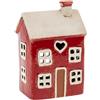 Home of Christmas Lichthaus | Tealight Cottage | Candeliere | Portacandele | Ceramica (Rosso/Beige 18 x 12 x 9 cm)