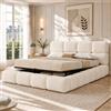 HOXINBLY Letto imbottito matrimoniale 180x200 cm con rete a doghe e testiera imbottita,letto regolabile idraulicamente con ampio spazio contenitore,letto nuvola design a bolla,Bianco Bouclé,Materasso non incl