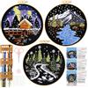 JSRQT 3 Pezzi Kit di Ricamo Natalizio per Principianti Adulti, Kit di Punto Croce Timbrato di Paesaggio Innevato, Ricamo Artigianale Starter Kit Fatto a Mano con Telaio, Istruzioni, Ago e Fili