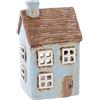Home of Christmas Lichthaus | Tealight Cottage | Candeliere | Portacandele | Ceramica (azzurro/marrone 14 x 8,5 x 8,5 cm)