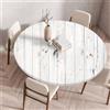 Morbuy Plastificata Tovaglia Rotondo con Bordo Elastico, Tovaglie da Tavola Impermeabile Antimacchia Plastica Tovaglia per Salotto caffè Pranzo Giardino-Venatura del Legno (Bianco,100cm)
